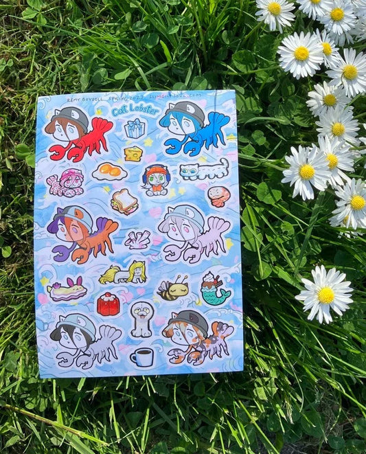 Cat Lobster Sticker Sheet