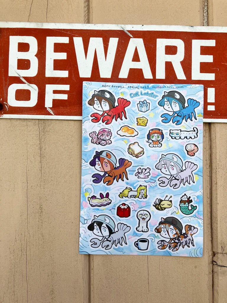 Cat Lobster Sticker Sheet